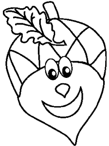 Smiling acorn coloring page